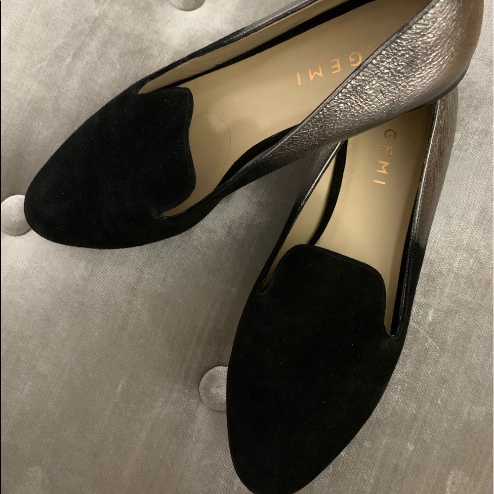 M.Gemi The Petalo flats, black & silver, size 37